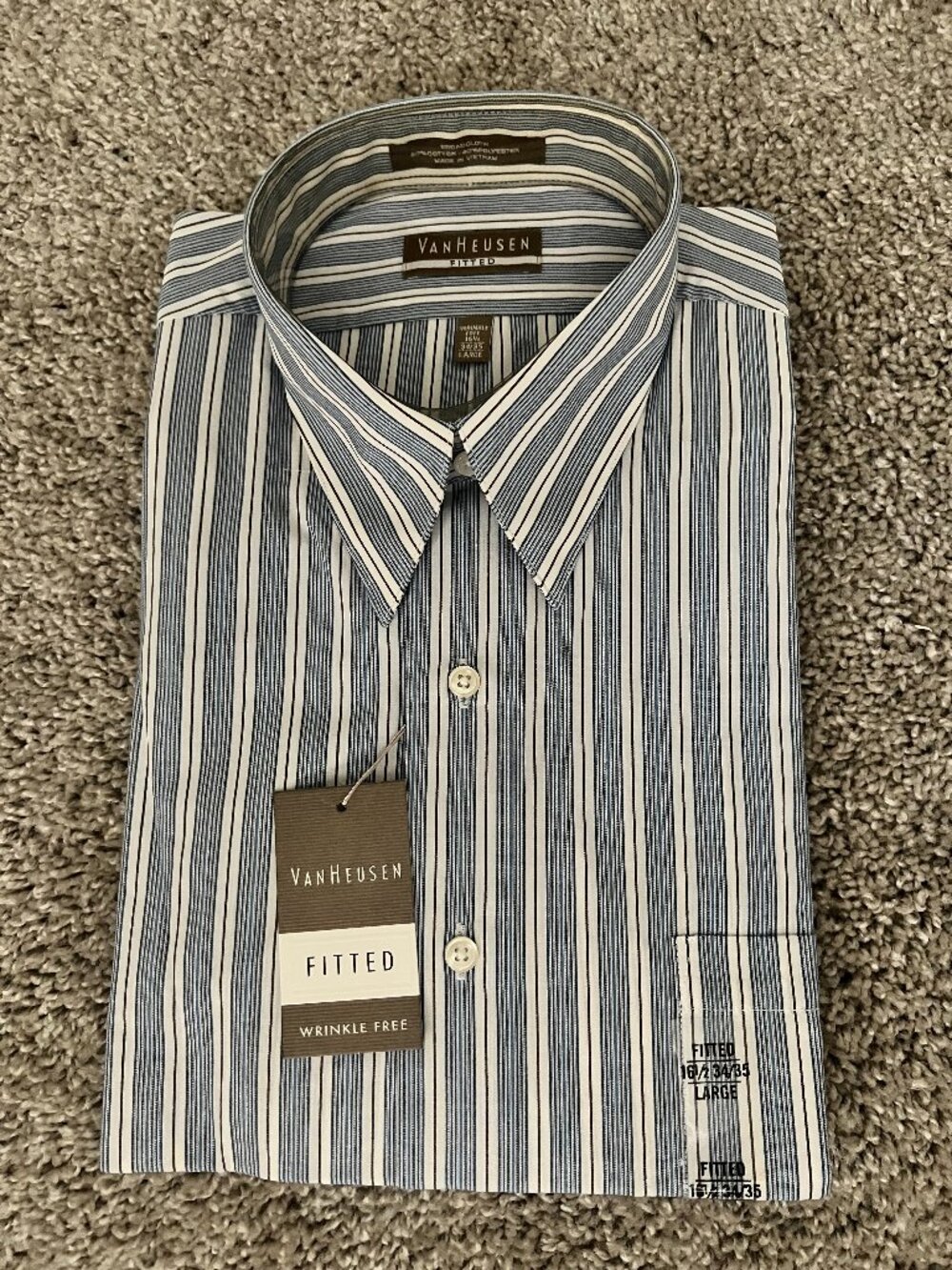 Van Heusen Dress Shirt Blue Multi 16.5 34/35 NWT